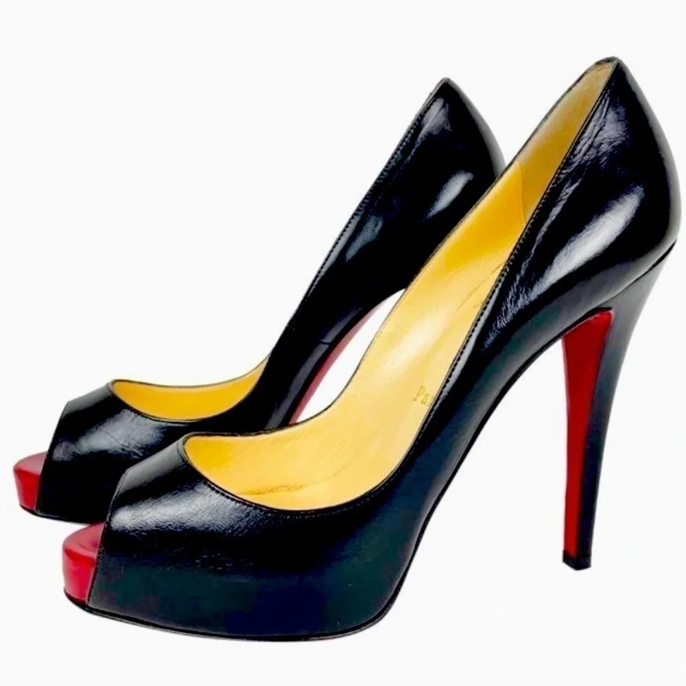 Christian Louboutin Very Prive 120mm Platform heel EU38 Black Kid leather.